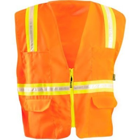 OCCUNOMIX Classic Mesh Two-Tone Zip Vest Hi-Vis Orange, 5XL,  LUX-XTRNSM-O5X